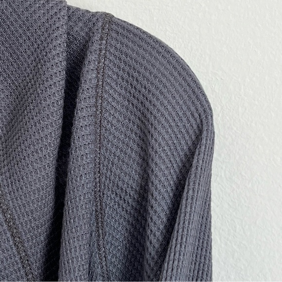 Long Sleeve Thermal Waffle Knit Handkerchief Cardigan Sweater Top Grey Small - Picture 3 of 13